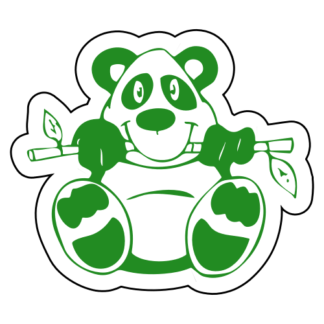 Funny Panda Eating Bamboo Sticker (Green)